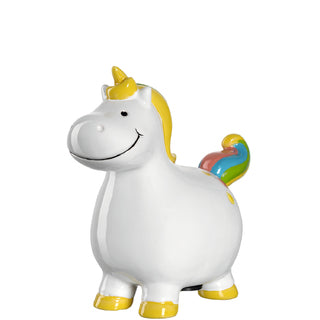 tirelire enfant licorne - animal - blanc et multicolore - ceramique - leonardo