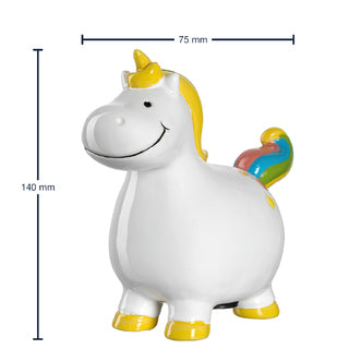 tirelire enfant licorne - animal - blanc et multicolore - ceramique - leonardo