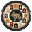 horloge vintage engrenages en mouvement - cadre noir - chiffres multicolores - fond crème mappe monde vieilli - diamètre 58 cm