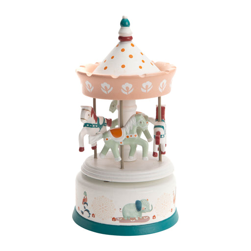 boite à musique enfant - carrousel éléphant - blanc multicolore - bois mdf - cades design - amadeus enfant