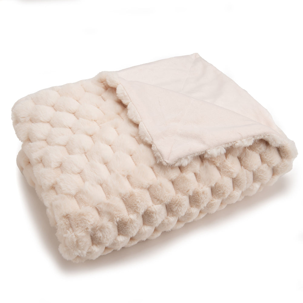 plaid diana - couleur crème - 130 x 170 cm - matière douce velours - cades