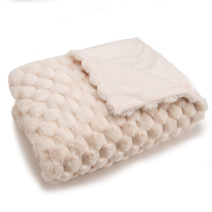 plaid diana - couleur crème - 130 x 170 cm - matière douce velours - cades