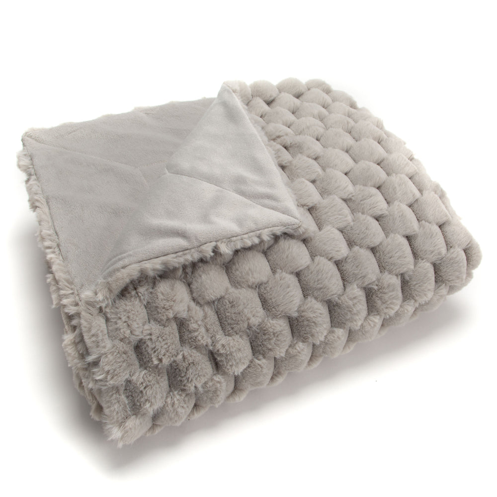 plaid diana - couleur gris clair- 130 x 170 cm - matière douce velours - cades