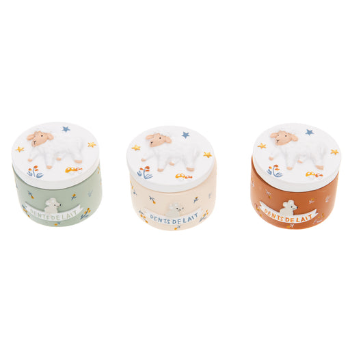 boite à dents de lait souris - mouton - vert ou beige ou caramel - résine - cades -amadeus