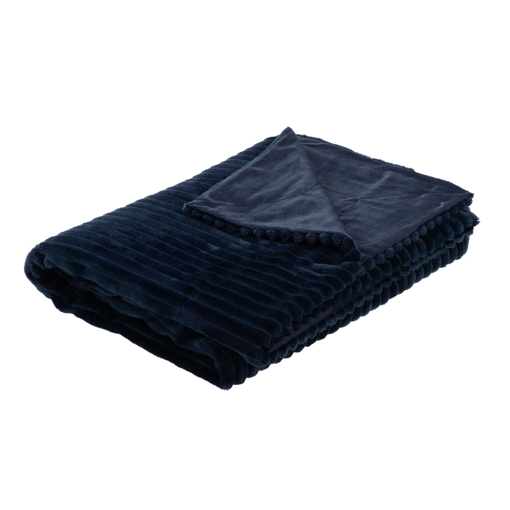 Plaid sultan tout doux - 130x170 cm - polyester - couleur bleu marine - cades design - Amadeus