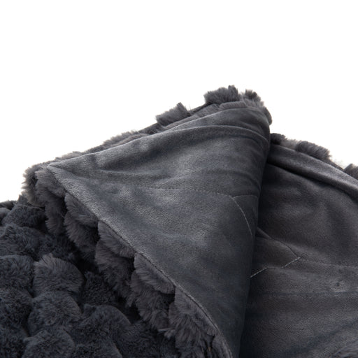 plaid diana - couleur gris anthracite - 130 x 170 cm - matière douce velours - cades