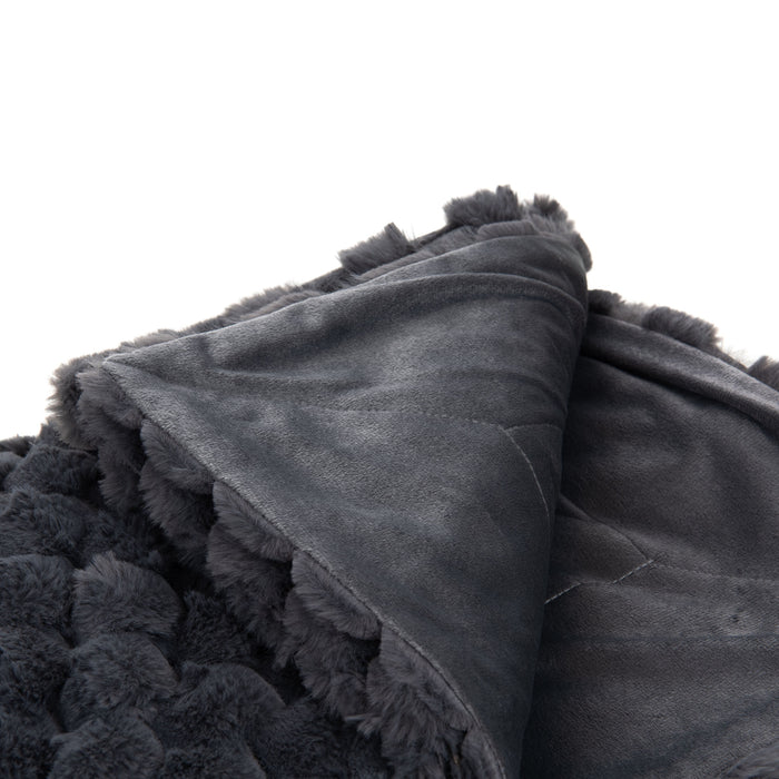 plaid diana - couleur gris anthracite - 130 x 170 cm - matière douce velours - cades