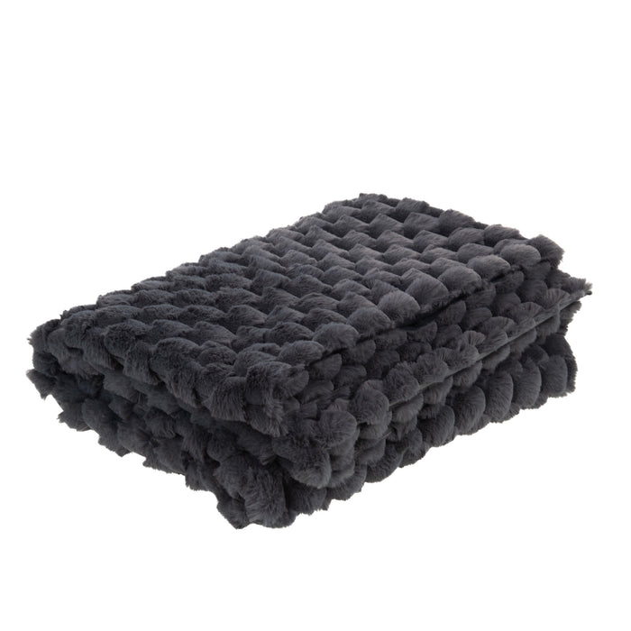 plaid diana - couleur gris anthracite - 130 x 170 cm - matière douce velours - cades