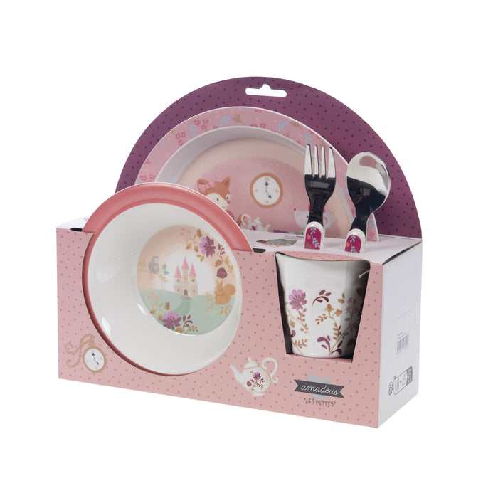 coffret vaisselle 5 pièces enfant - mélamine - Champêtre - Zoé - Cades design - amadeus les petits