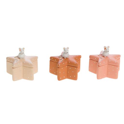 boite à dents de lait souris - forme étoile - beige ou caramel ou corail - résine - cades - amadeus les petits