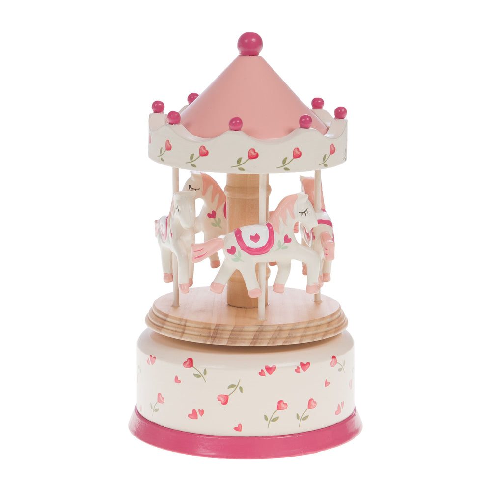 boite à musique enfant - carrousel - cœur - pastel multicolore - bois mdf - cades design - amadeus enfant