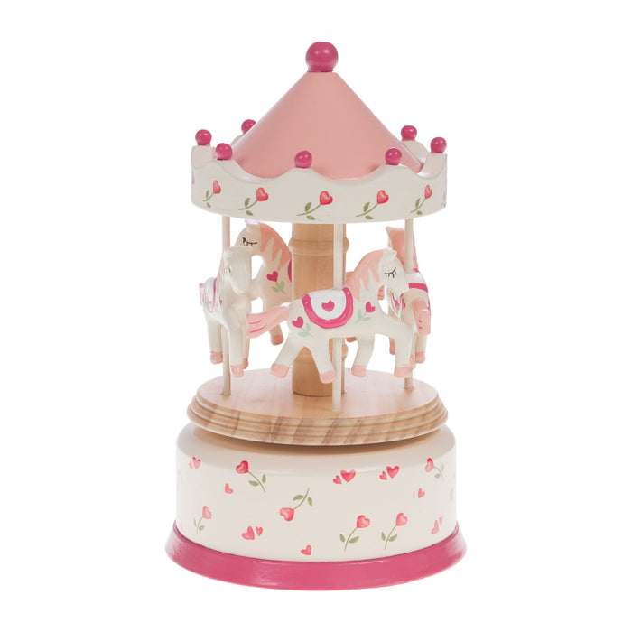 boite à musique enfant - carrousel - cœur - pastel multicolore - bois mdf - cades design - amadeus enfant