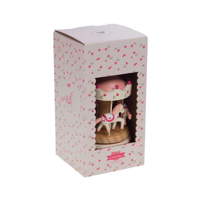 boite à musique enfant - carrousel - cœur - pastel multicolore - bois mdf - cades design - amadeus enfant