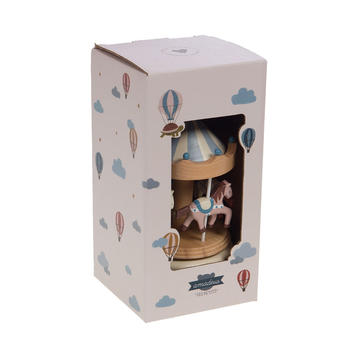 boite à musique enfant - carrousel - nuage - blanc bleu pastel bois clair - bois mdf - cades design - amadeus les petits
