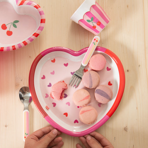 coffret vaisselle repas 5 pièces enfant - mélamine - cœur  - Cades design - amadeus les petits