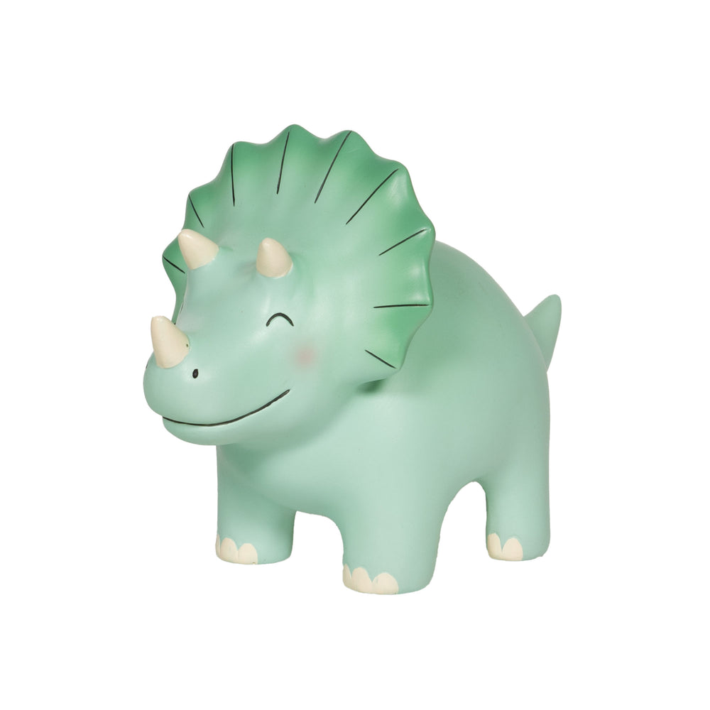 tirelire enfant dino -  dinosaure triceratops - vert pastel - polyrésine - cades design - amadeus les petits