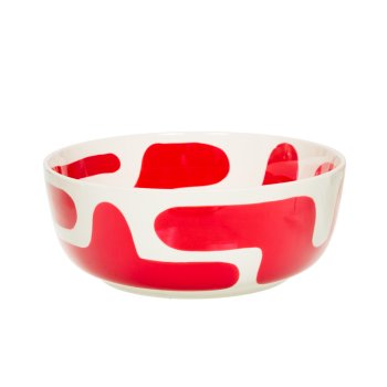 saladier LULLI 26 cm - grès - fond blanc et motif rouge - table passion