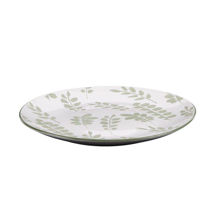 assiette dessert - porcelaine - collection episia - motif feuillage vert et blanc - 20 cm - Table Passion