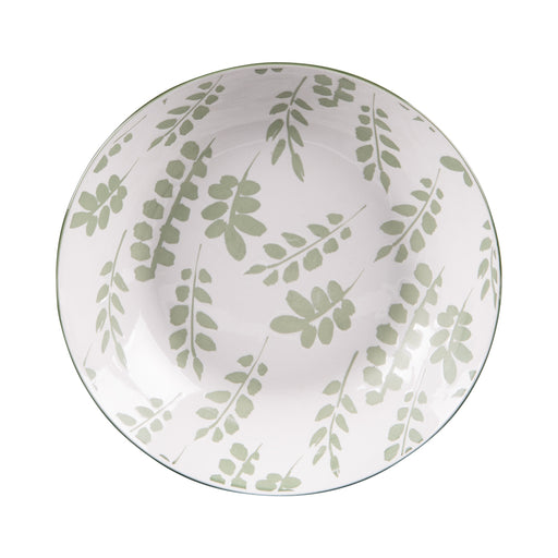 assiette creuse - porcelaine - collection episia - motif feuillage vert et blanc - 20 cm - Table Passion