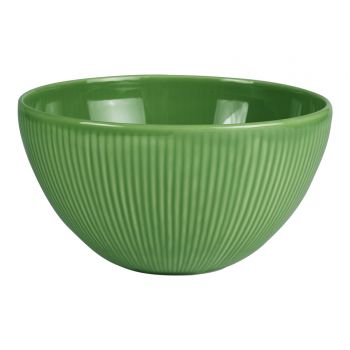 saladier 28 cm - vert - rayures relief extérieur - faïence - Table Passion