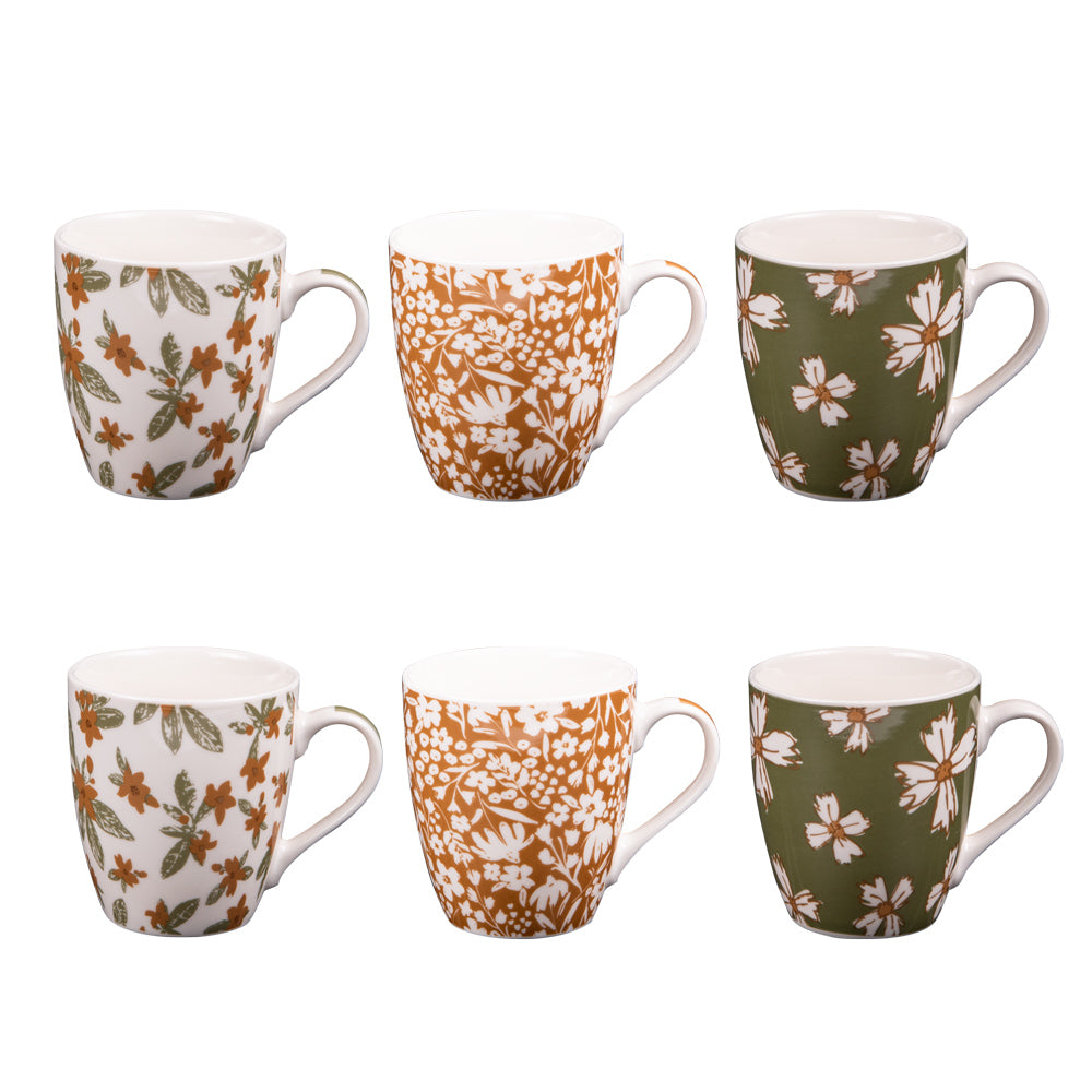 tasses porcelaine - motif nature - 23 cl - coffret cadeau 6 tasses - Table Passion