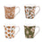 mugs porcelaine - motif nature - 35 cl - coffret cadeau 4 tasses - Table Passion