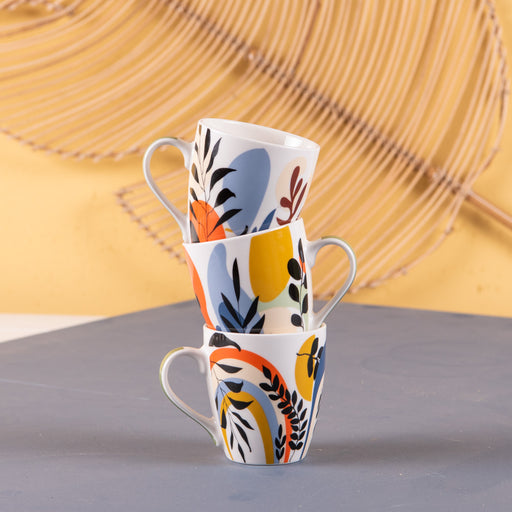 tasses porcelaine Japura - motif abstrait coloré - 23 cl - coffret cadeau 6 tasses - Table Passion