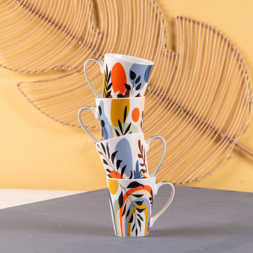 mugs porcelaine Japura - motif abstrait coloré - 31 cl - coffret cadeau 4 tasses - Table Passion