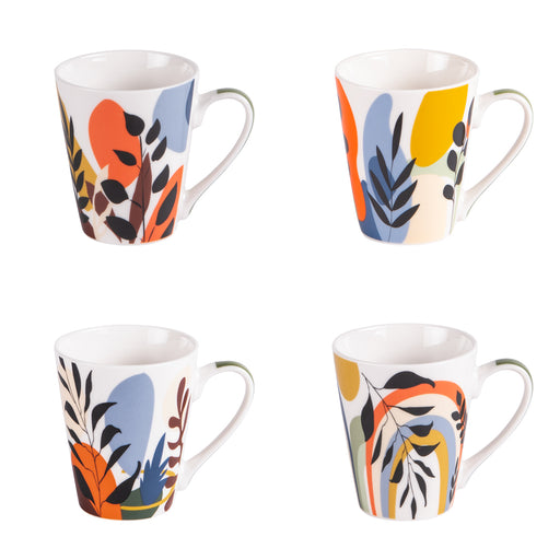mugs porcelaine Japura - motif abstrait coloré - 31 cl - coffret cadeau 4 tasses - Table Passion