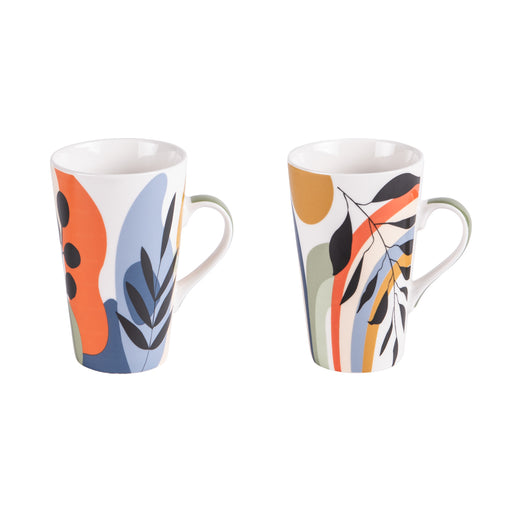 mugs XL  porcelaine Japura - motif abstrait coloré - 46 cl - coffret cadeau 2 mugs - Table Passion