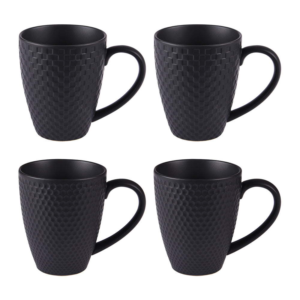 mugs porcelaine snow - noir mat - 35 cl - coffret cadeau 4 mugs - Table Passion