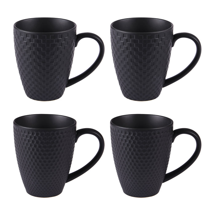 mugs porcelaine snow - noir mat - 35 cl - coffret cadeau 4 mugs - Table Passion