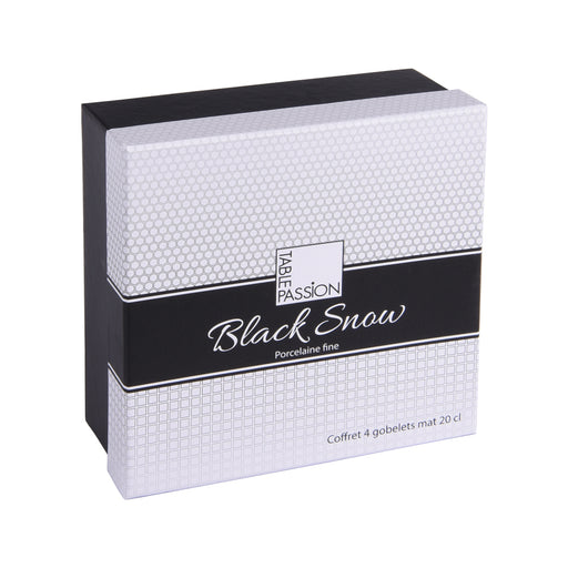 tasses porcelaine snow - noir mat - 20 cl - coffret cadeau 4 gobelets - Table Passion