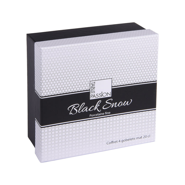 tasses porcelaine snow - noir mat - 20 cl - coffret cadeau 4 gobelets - Table Passion