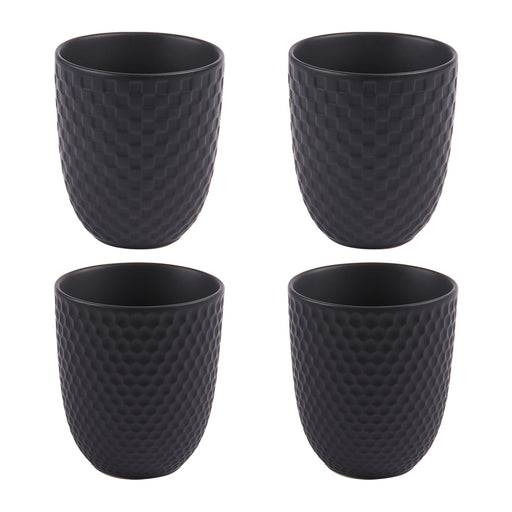 tasses porcelaine snow - noir mat - 20 cl - coffret cadeau 4 gobelets - Table Passion