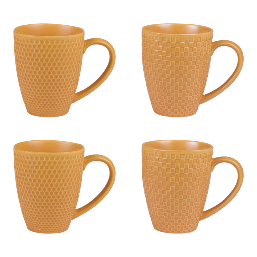 mugs porcelaine snow - safran mat - 35 cl - coffret cadeau 4 mugs - Table Passion