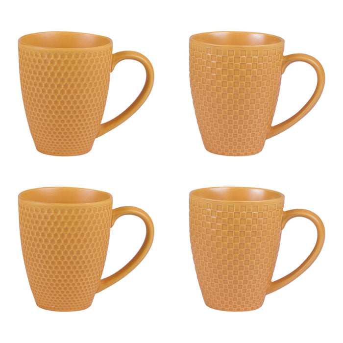 mugs porcelaine snow - safran mat - 35 cl - coffret cadeau 4 mugs - Table Passion