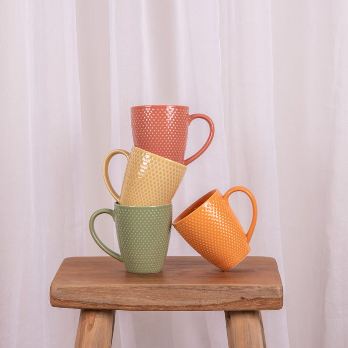 mugs porcelaine sunrise - couleurs pastel assorties - 35 cl - coffret cadeau 4 mugs - Table Passion