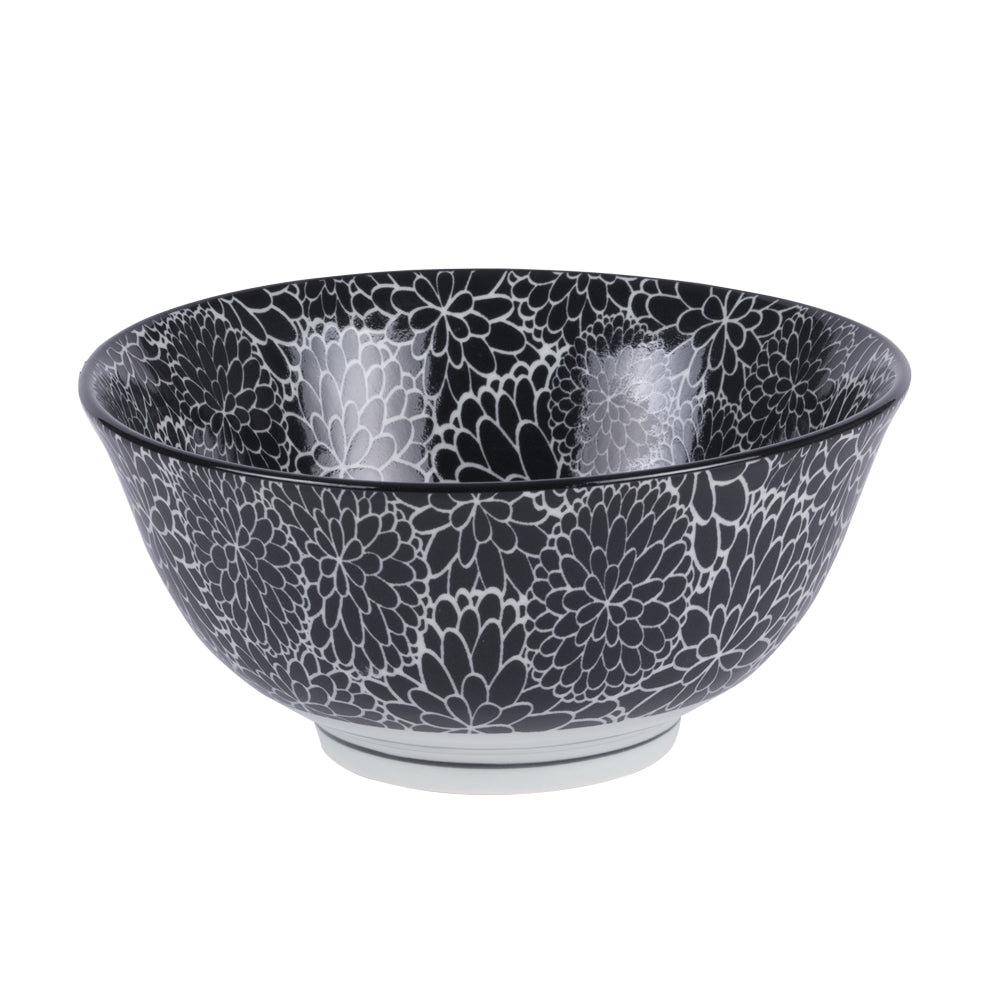 bol en porcelaine - 15 cm  - nagoya - motif floral - noir et blanc - Table Passion