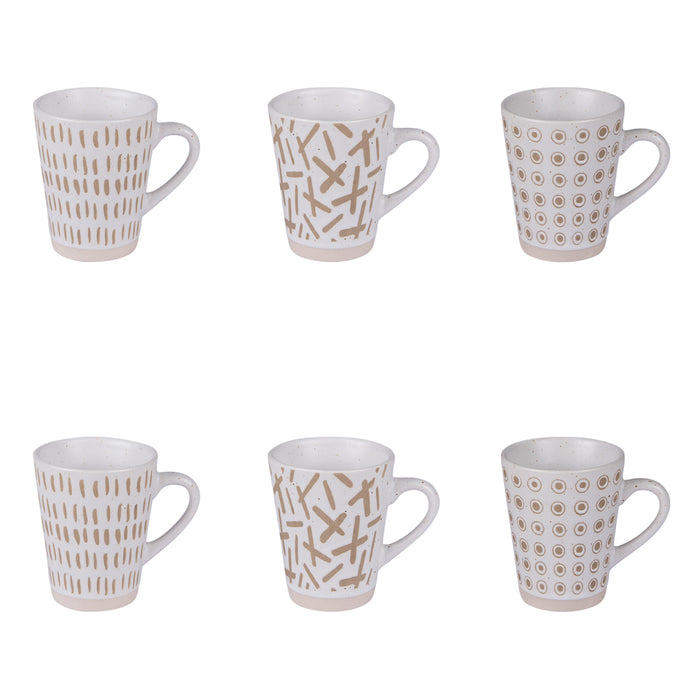 tasses café en grès - tara - scandinave - motifs géométriques - 10 cl - coffret 6 tasses - Table Passion