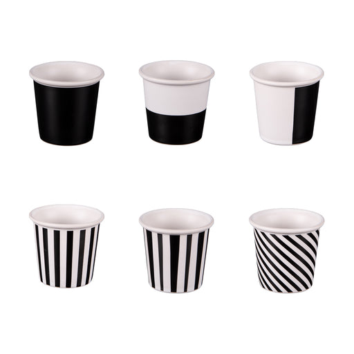 tasses café old school - motif géométrique assorti noir et blanc - 9 cl - coffret 6 gobelets - Table Passion