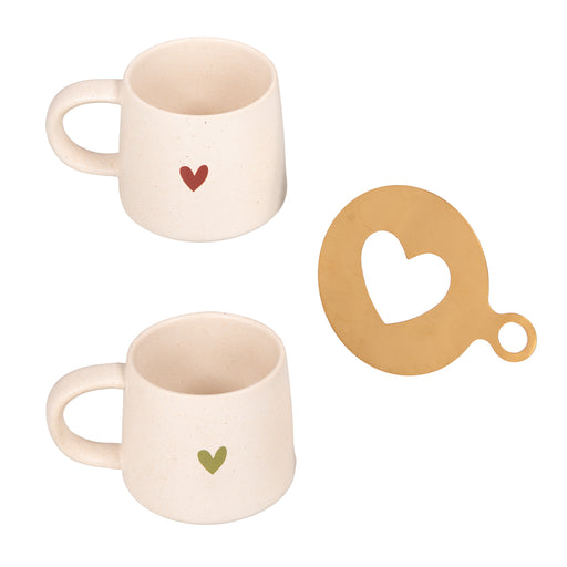 Mug en porcelaine avec pochoir cœur - cœur sangam - coffret cadeau de 2  mugs -Table passion
