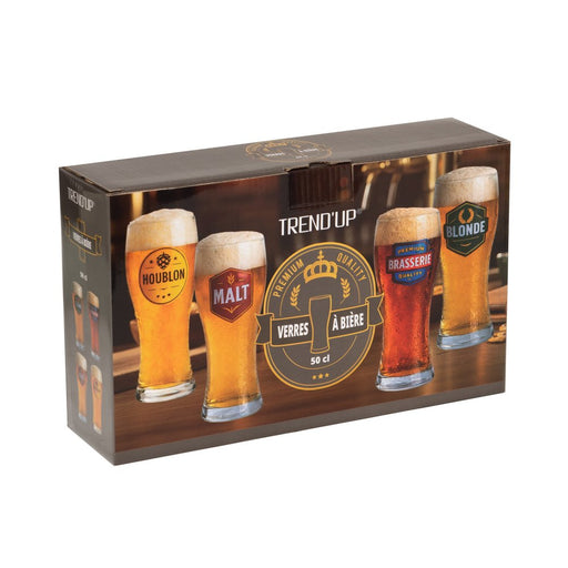 coffret 4 verres  bières brasserie 50cl - sérigraphie brasserie assortie - Table Passion