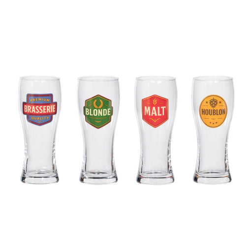 coffret 4 verres  bières brasserie 50cl - sérigraphie brasserie assortie - Table Passion