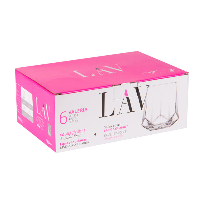 verres apéritif - verres à whisky - verres à eau - 40 cl - Valeria - lot de 6 - Table passion