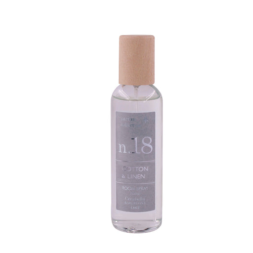 spray parfum d'ambiance - coton et  lin - flacon verre - bouchon bois - numbers 18 - cerabella 