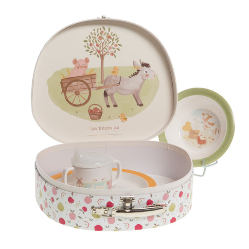 Valisette vaisselle 5 pièces enfant - mélamine -  Esteban à la ferme - Cades design - amadeus les petits
