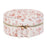 boite à bijoux ronde - velours - diamètre 15 cm -  fond blanc motif moucheté rose -  SEMA DESIGN