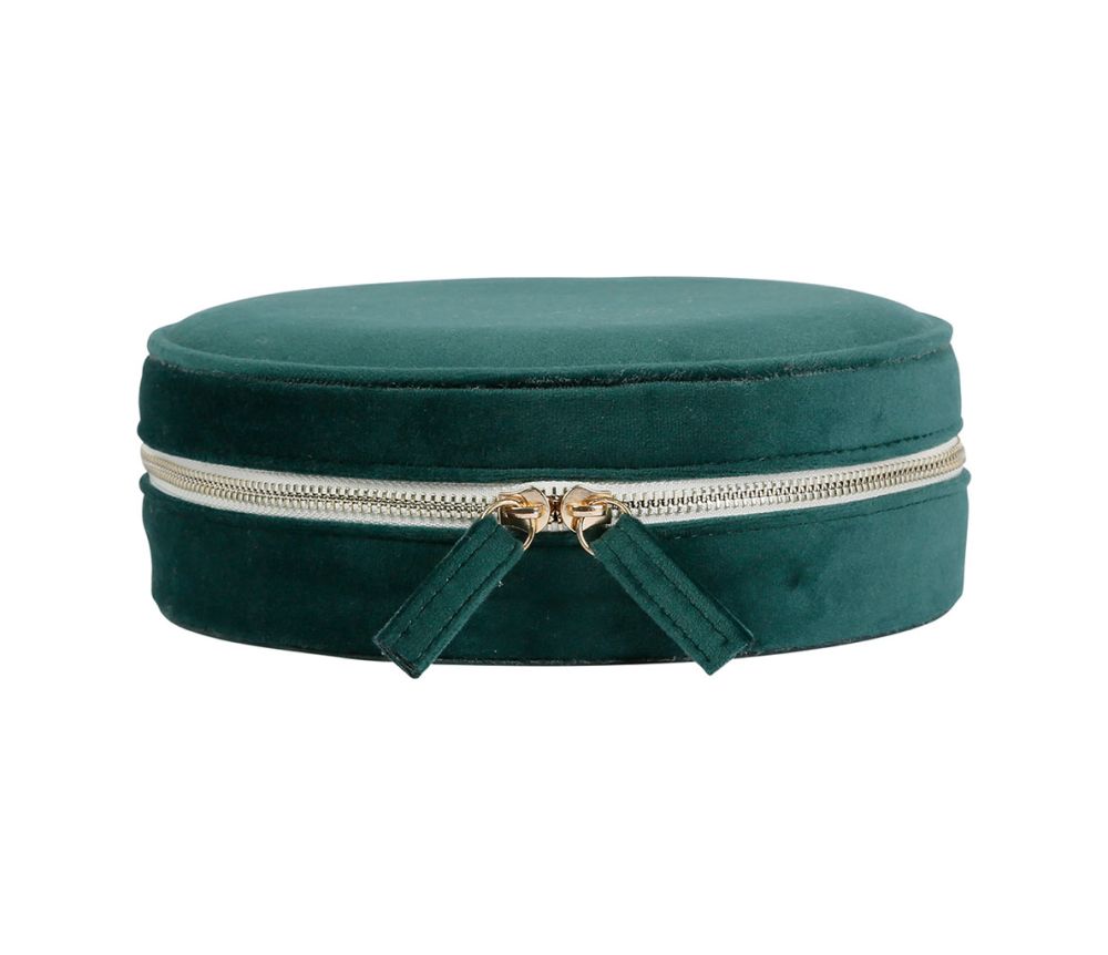 boite à bijoux ronde velours - 21 cm - vert foncé -  SEMA DESIGN