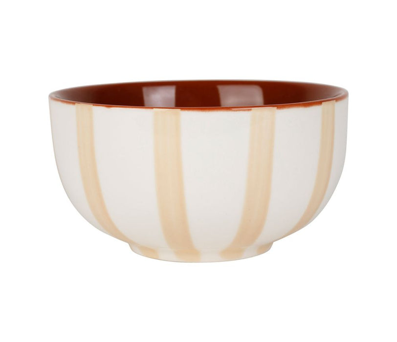 bol coupelle alaria rayures beige blanc - grès - 35 cl - SEMA - COTE TABLE